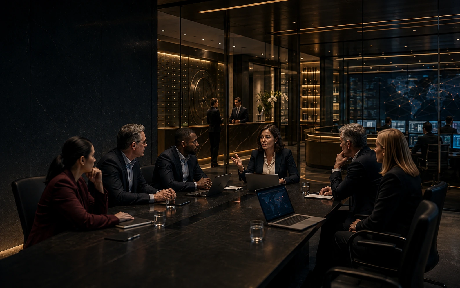 Banking leaders discussing workforce and cybersecurity priorities
